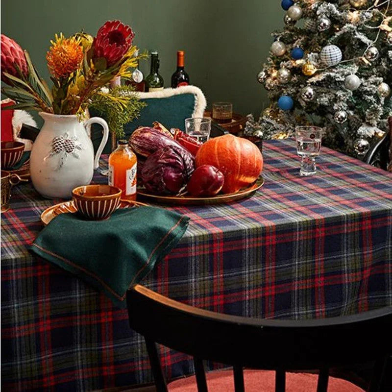 Rechteckige Karierte Tischdecke Weihnachten Neujahr Feiertag Zuhause Esstischdecke Picknicktuch Runde Tischdecke Nappe Sirene