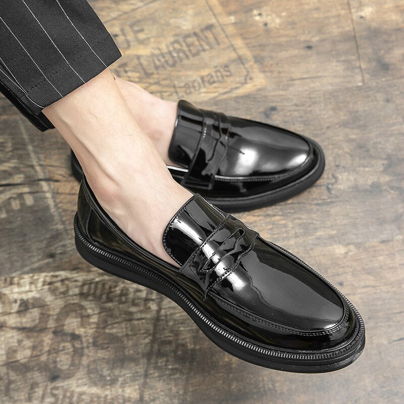 Herren Mokassins Weiße Anzug Büros Hochzeitschuhe Schwarze Penny Loafers Freizeit