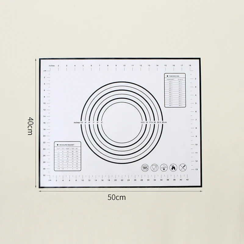 Silikonpad Backmatte: 60/50/40cm Blatt zum Kneten von Teig - Antihaft-Küchenwerkzeug zum Ausrollen von Pizza und großem Teig