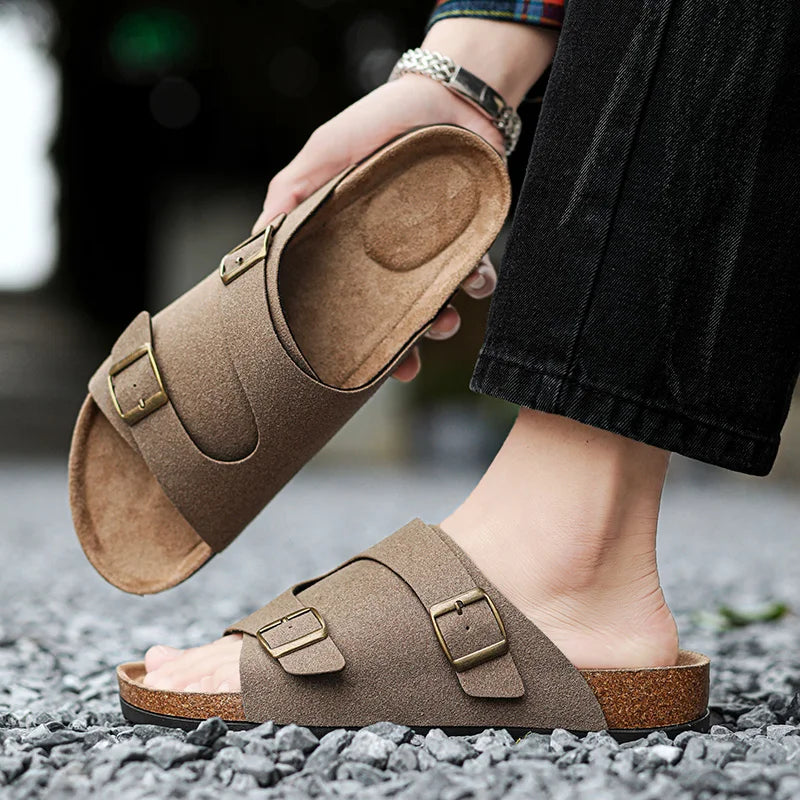 Trends Herren Hausschuhe Leder Außen Sandalen Weiche Sohle Strand Hausschuhe Lässige Slipper Schuhe Paar Outdoor Sommer