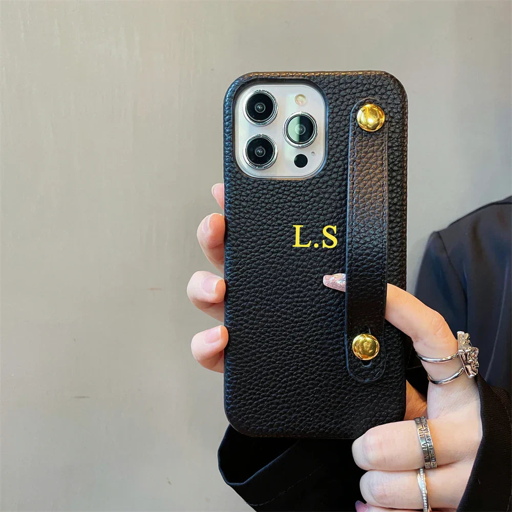 Personalisierte Namensarmband Leder Handyhülle für iPhone Cover