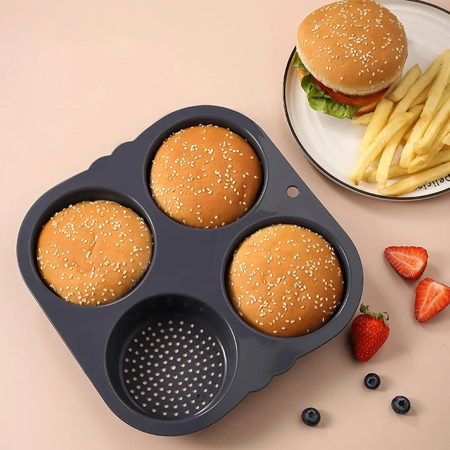 Antihaft-Silikon-Hamburger-Brötchenform - Lebensmittelechte Brotform, Baguette- und französische Brotbackform für Sandwiches