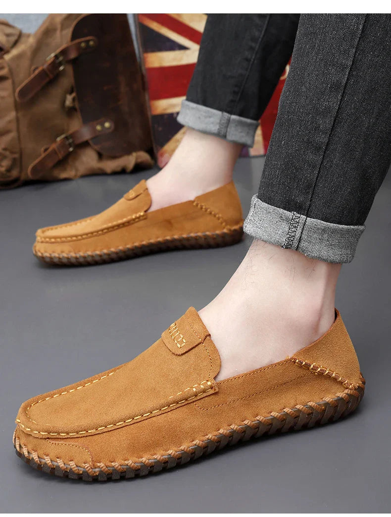 Goldene Setzlinge Freizeit Schuhe Herren Partystiefel Kuh Wildleder Leder Driving Flats Leichtgewicht Freizeit Sozial Mokassin