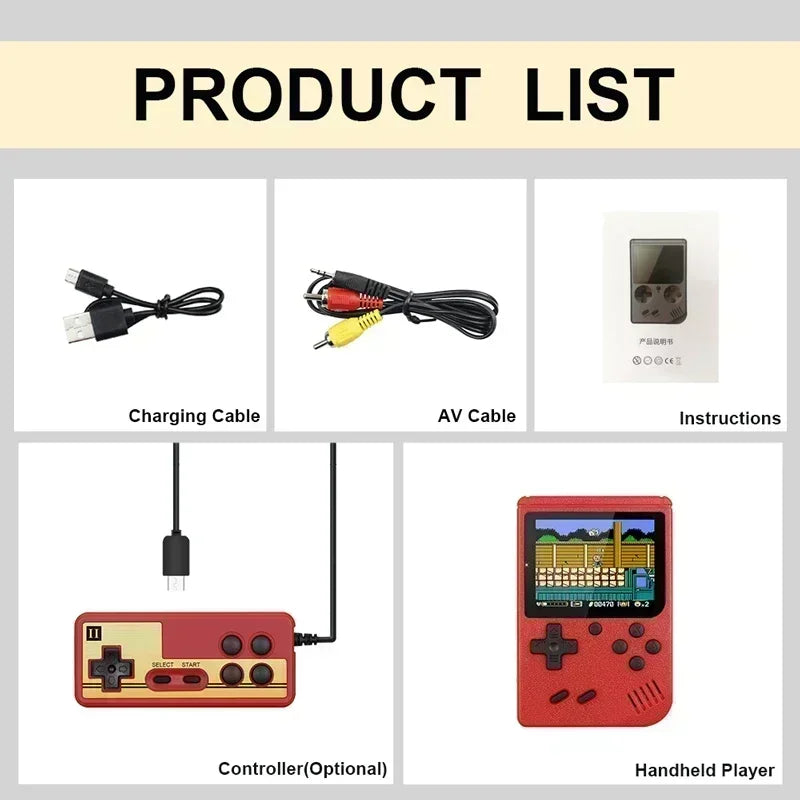 Mini Retro Handheld-Videospielkonsole - 3,0-Zoll-LCD, 500 integrierte 8-Bit-Spiele, perfektes Weihnachtsgeschenk für Kinder