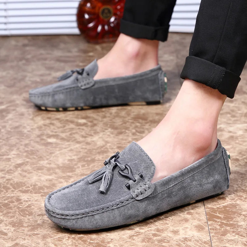Quasten Loafer Herren Wildleder Luxus Schuhe Freizeit Slip-On Mokassin Fahren