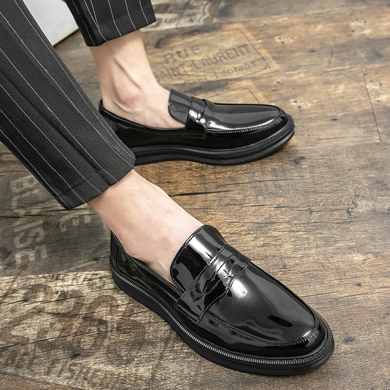 Herren Mokassins Weiße Anzug Büros Hochzeitschuhe Schwarze Penny Loafers Freizeit
