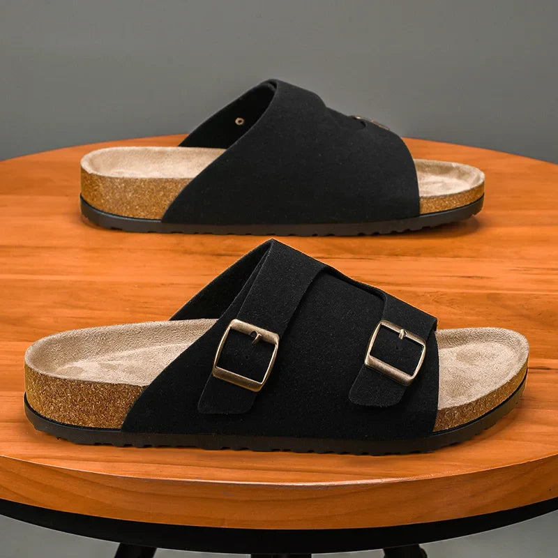 Trends Herren Hausschuhe Leder Außen Sandalen Weiche Sohle Strand Hausschuhe Lässige Slipper Schuhe Paar Outdoor Sommer