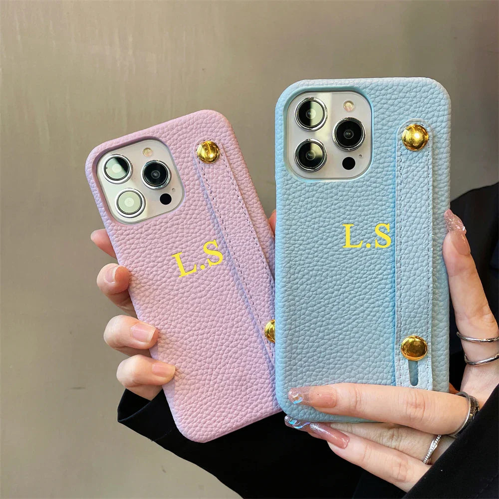 Personalisierte Namensarmband Leder Handyhülle für iPhone Cover
