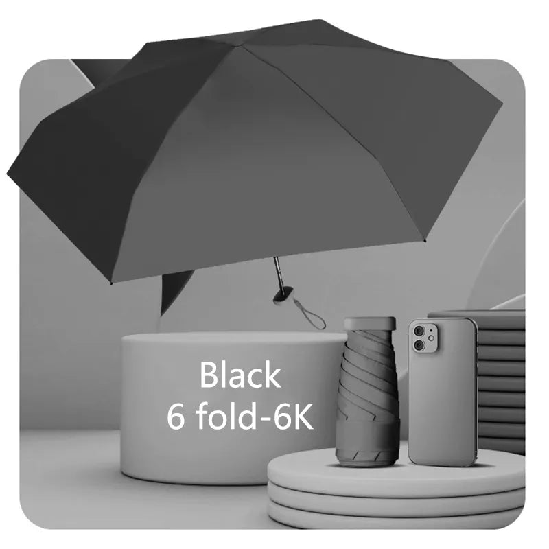 Kompakte 6-Falt Mini Sonnenschirm: Tragbare UV-blockierende Regen- & Sonnenschirm für Reisen