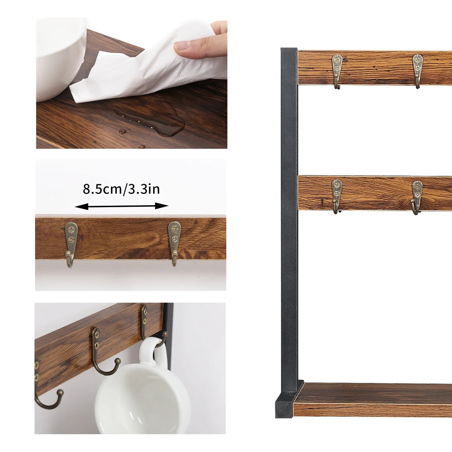 Sandsberg Holz Kaffeetassenhalter Ständer 2-stufiger Thekenbecherbaumhalter Rack Base Kaffeetassenhalter Ständer