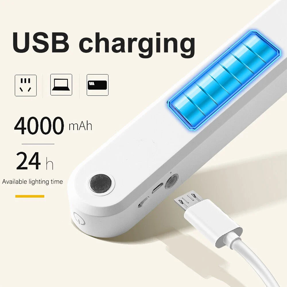 USB wiederaufladbare LED Schreibtischlampe – Magnetisches Dimm-Nachtlicht mit Augenschutz für Büro, Studium und Schlafzimmer, Fernbedienung, 3 Farbtemperaturen