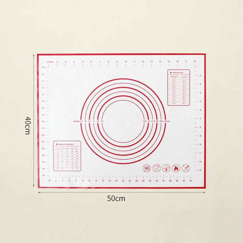 Silikonpad Backmatte: 60/50/40cm Blatt zum Kneten von Teig - Antihaft-Küchenwerkzeug zum Ausrollen von Pizza und großem Teig