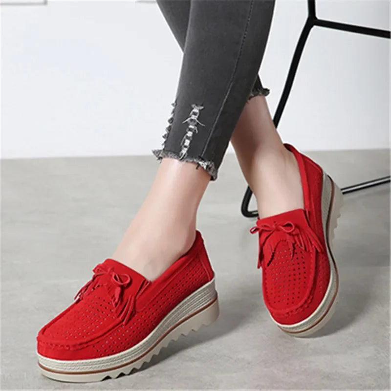 Frühling Frauen Flache Schuhe Plattform Sneaker Slip-On Flats Leder Wildleder Damen Slipper Freizeit Slipper