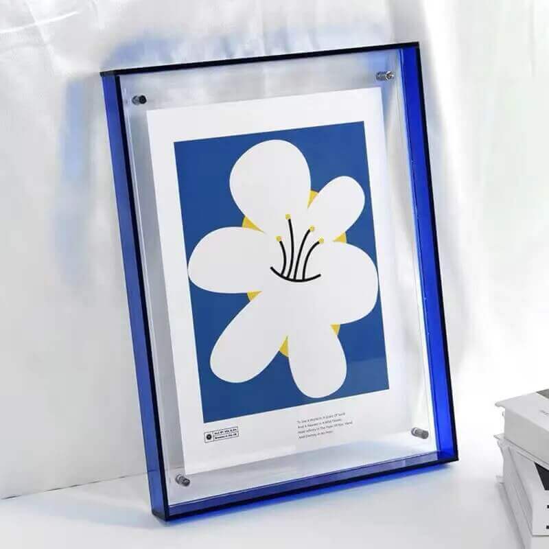 80er Jahre Fluoreszierender Acryl Schwimmender Bilderrahmen