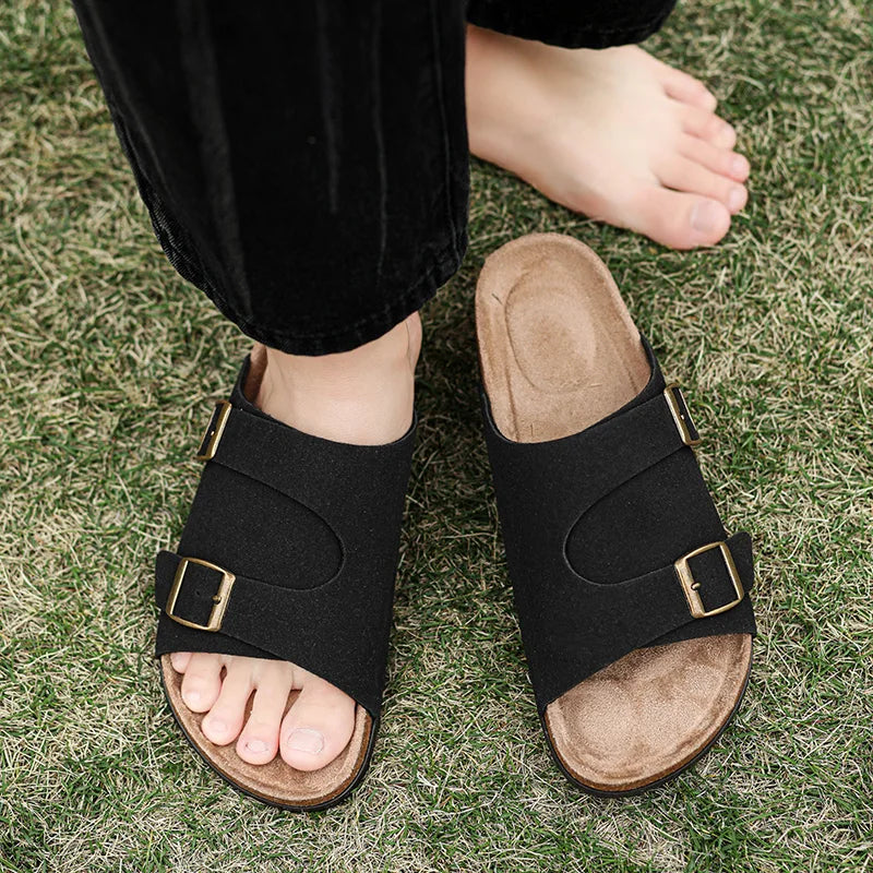Trends Herren Hausschuhe Leder Außen Sandalen Weiche Sohle Strand Hausschuhe Lässige Slipper Schuhe Paar Outdoor Sommer
