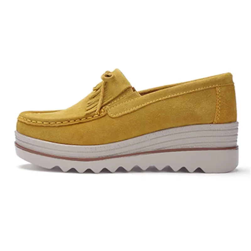 Frühling Frauen Flache Schuhe Plattform Sneaker Slip-On Flats Leder Wildleder Damen Slipper Freizeit Slipper