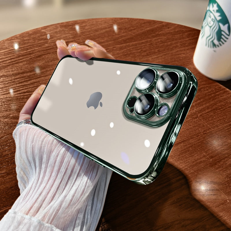 Luxus Stoßfeste Transparente Silikonhülle für Apple iPhone | Premium Beschichtung, Wasserabweisend & Kratzfestes Transparentes Glitter Design