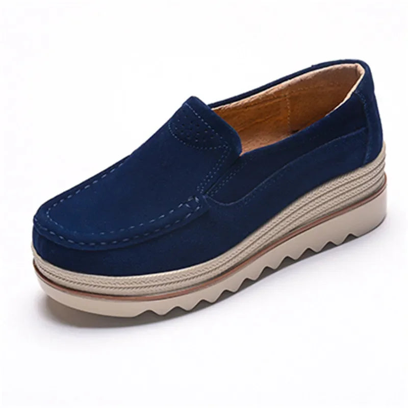 Frühling Frauen Flache Schuhe Plattform Sneaker Slip-On Flats Leder Wildleder Damen Slipper Freizeit Slipper