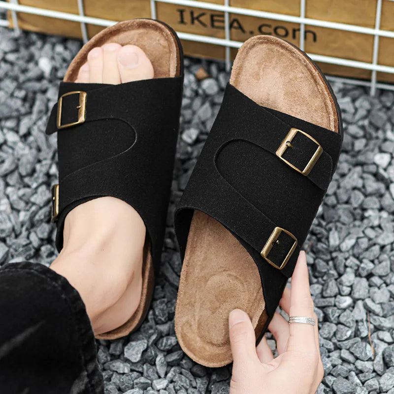 Trends Herren Hausschuhe Leder Außen Sandalen Weiche Sohle Strand Hausschuhe Lässige Slipper Schuhe Paar Outdoor Sommer
