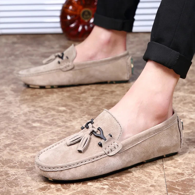 Quasten Loafer Herren Wildleder Luxus Schuhe Freizeit Slip-On Mokassin Fahren