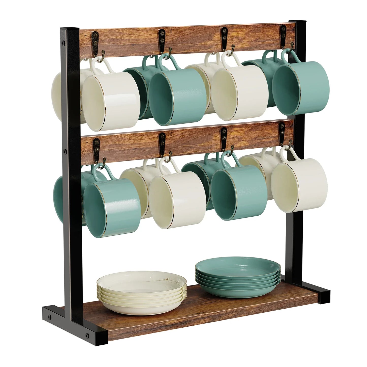 Sandsberg Holz Kaffeetassenhalter Ständer 2-stufiger Thekenbecherbaumhalter Rack Base Kaffeetassenhalter Ständer