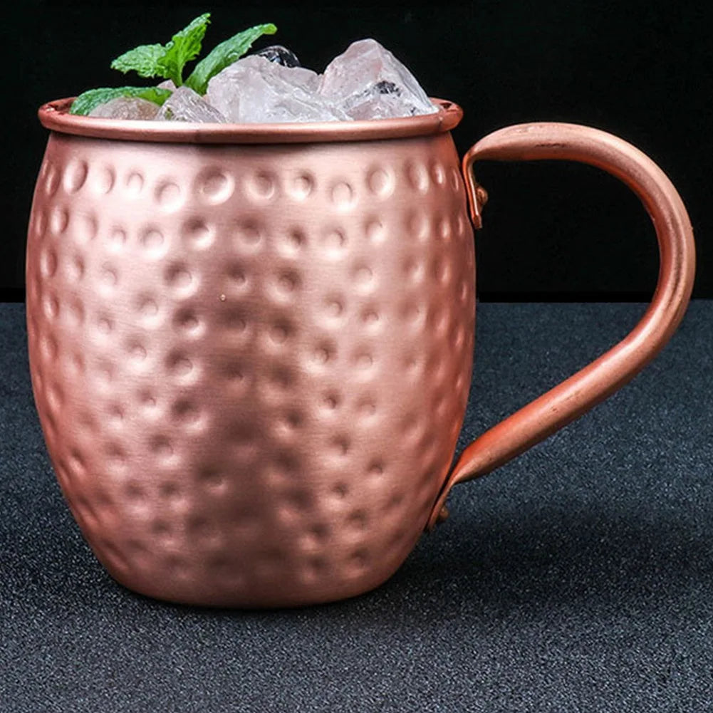 530ML 100% reines Kupferbecher Moskau Mule Becher Trommelbecher Cocktailbecher reines Kupferbecher Restaurant Bar Kaltgetränkebecher, B