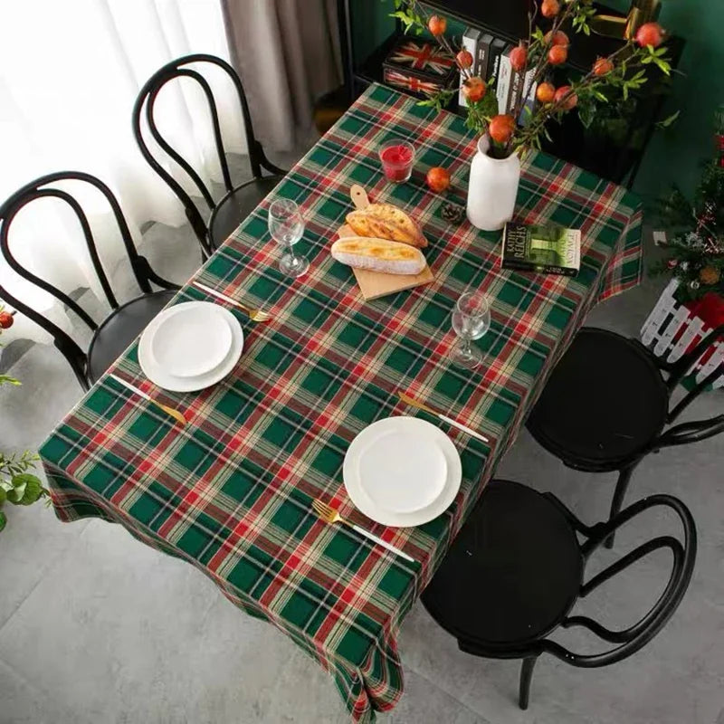 Rechteckige Karierte Tischdecke Weihnachten Neujahr Feiertag Zuhause Esstischdecke Picknicktuch Runde Tischdecke Nappe Sirene