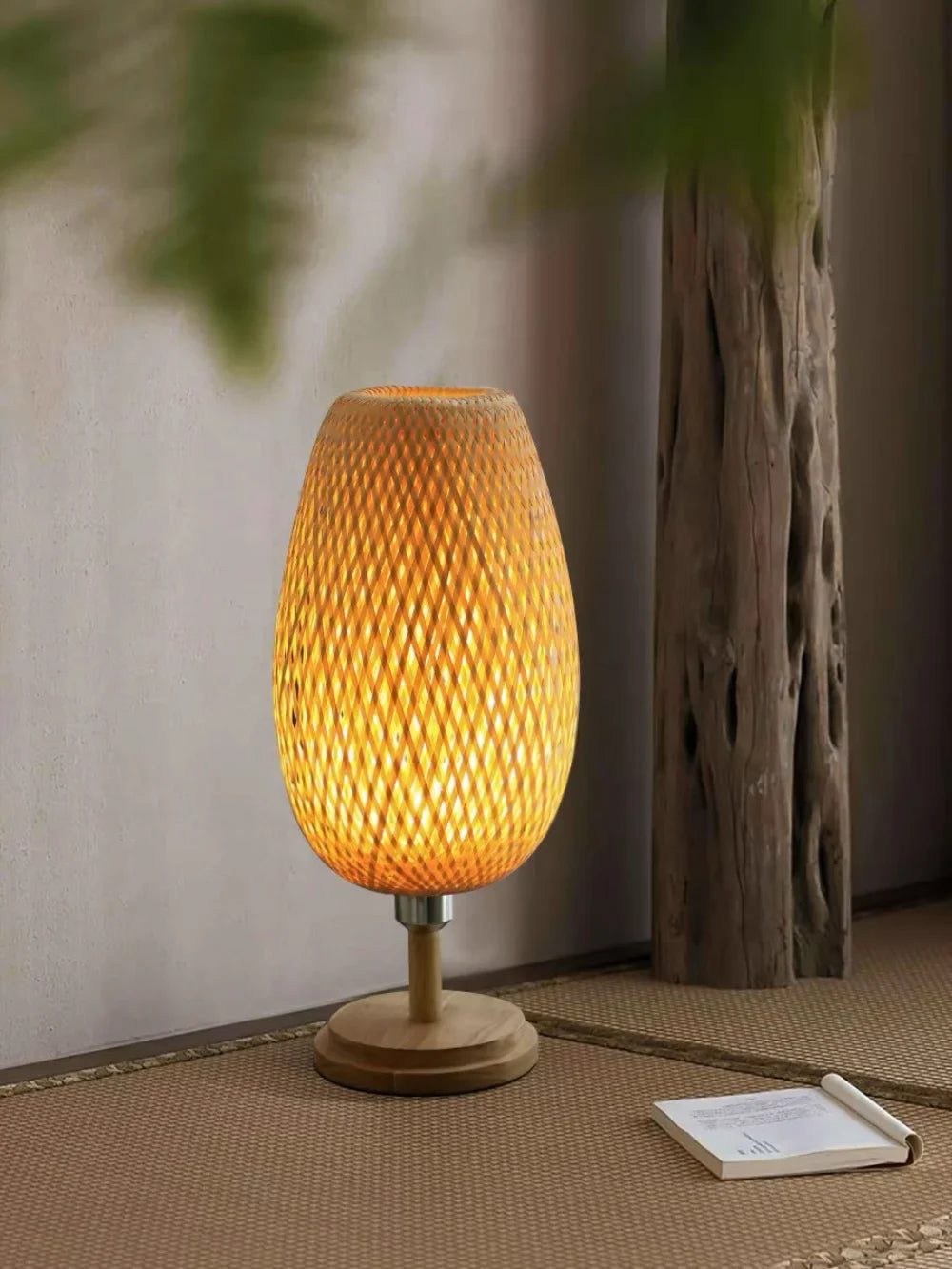 Japanische Tischlampe Nachttischlampe Schlafzimmer Ins Wind Warm Nordic Bambus Geflochten Licht Warmes Nachtlicht Retro Schreibtischlampe