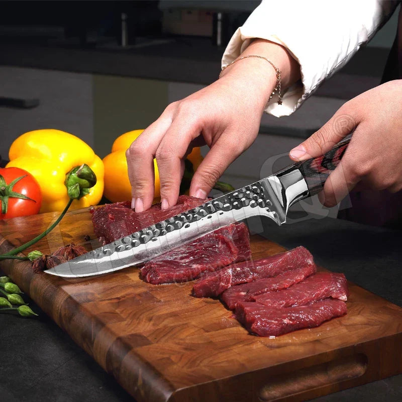 Handgefertigtes Edelstahl Chef Ausbeinmesser - Scharfes Fleischmesser, Angelmesser und Metzgerwerkzeug zum Schneiden