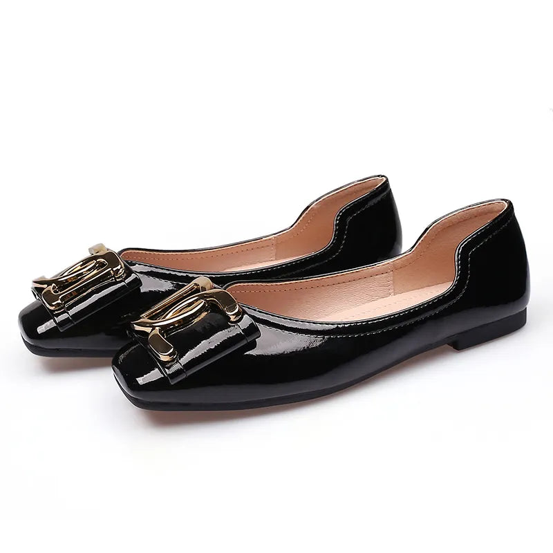 Elegante quadratische Damenschuhe aus hochwertigem Lackleder von Verryo – Orthopädischer Komfort trifft auf stilvolles Design!