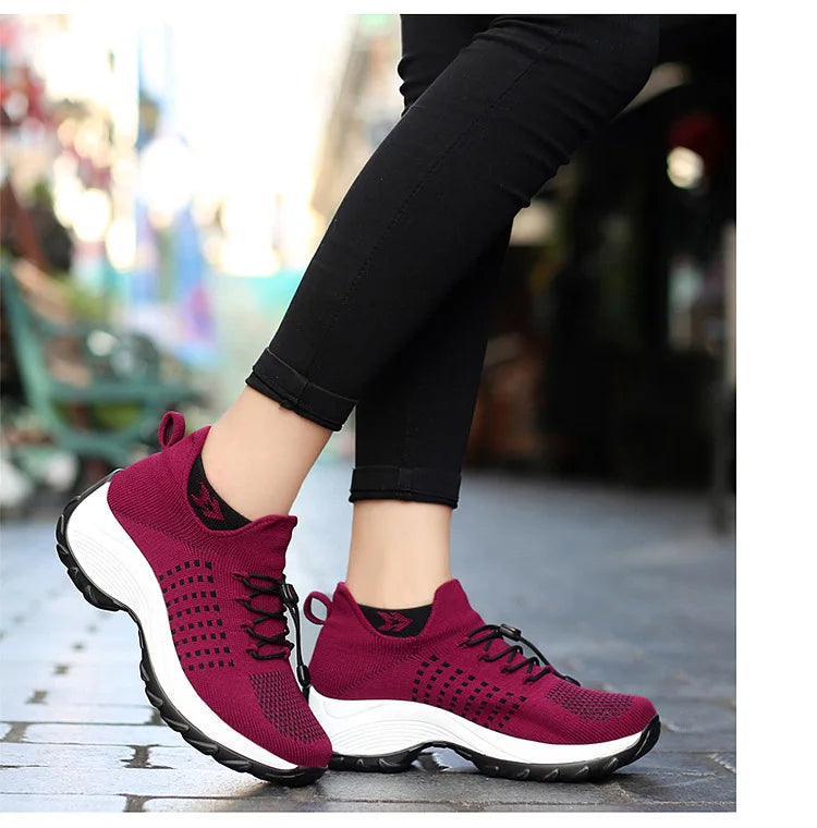 Sneakers Damen Orthopädische Sneakers Damen Plattform Weiß Schwarz Rot Sportschuhe Damen Freizeitschuhe