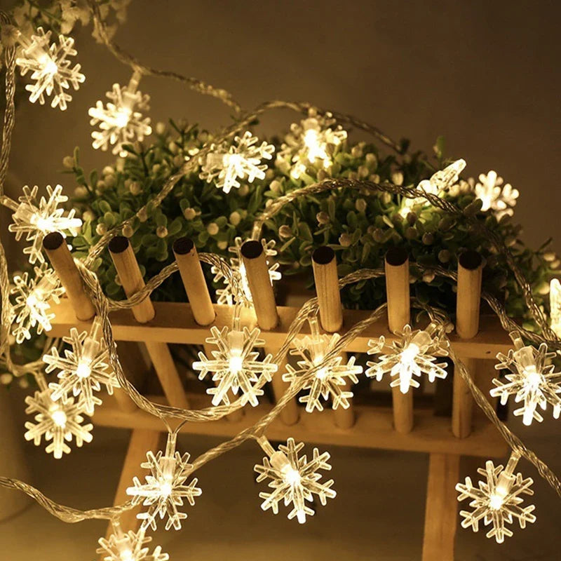 Sandsberg | 1/3/6M LED Schneeflocken Lichterkette Batterie/USB Strom Kupferdraht Girlande Licht Neujahr Garten Hochzeit Wohnzimmer Dekoration