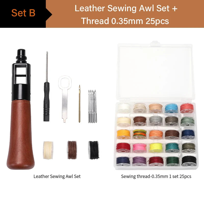 WUTA Leder Nähahle Faden Kit – Speedy Stitcher DIY Leder Handwerks Rand Nähwerkzeuge, Schuhmacher und Canvas Reparatur Kit