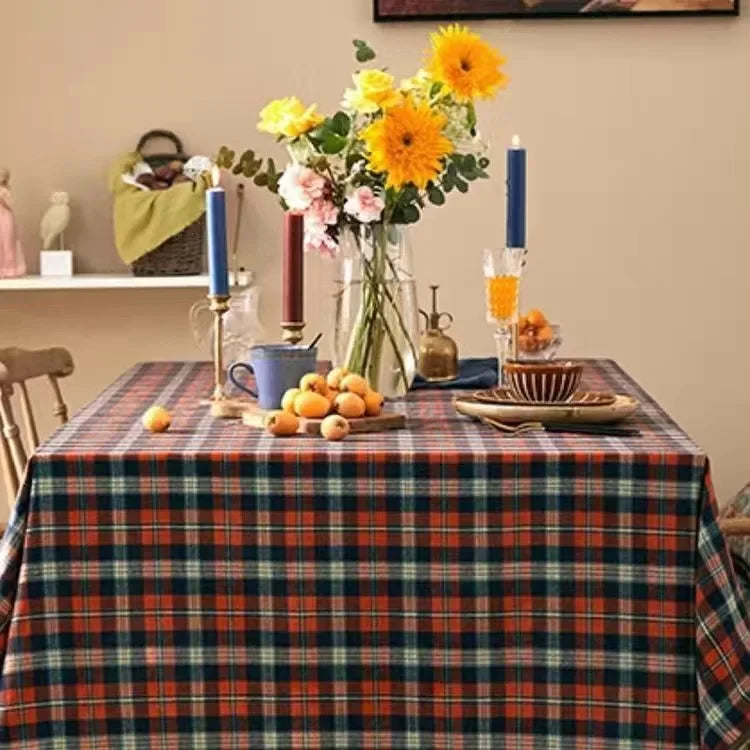 Rechteckige Karierte Tischdecke Weihnachten Neujahr Feiertag Zuhause Esstischdecke Picknicktuch Runde Tischdecke Nappe Sirene