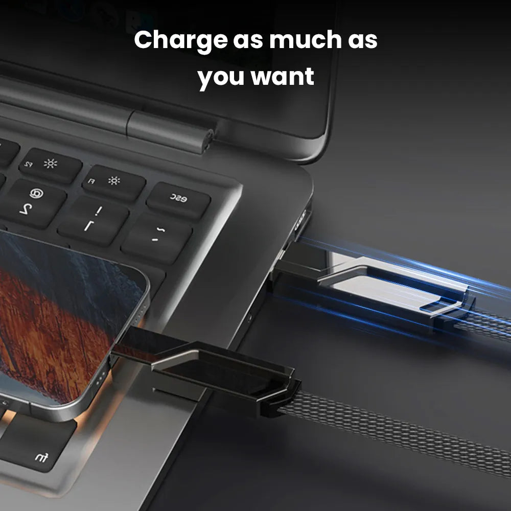 4-in-1 Das Kabel Schnellladegerät für iPhone Serie und Samsung Serie