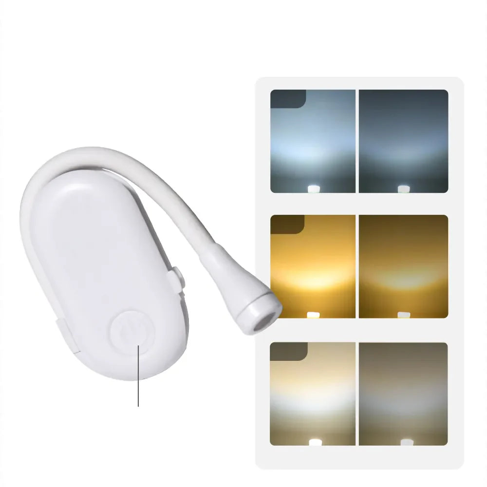 Mini Buchlicht - Tragbares Clip-On Nachtlicht mit USB-Ladung, dimmbares LED für Schlafzimmer, Augenschutz und Camping - 360° Flip Clip Buchlampe