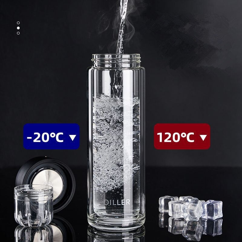 Doppelwandige Glas Magnetische Teebecherflasche