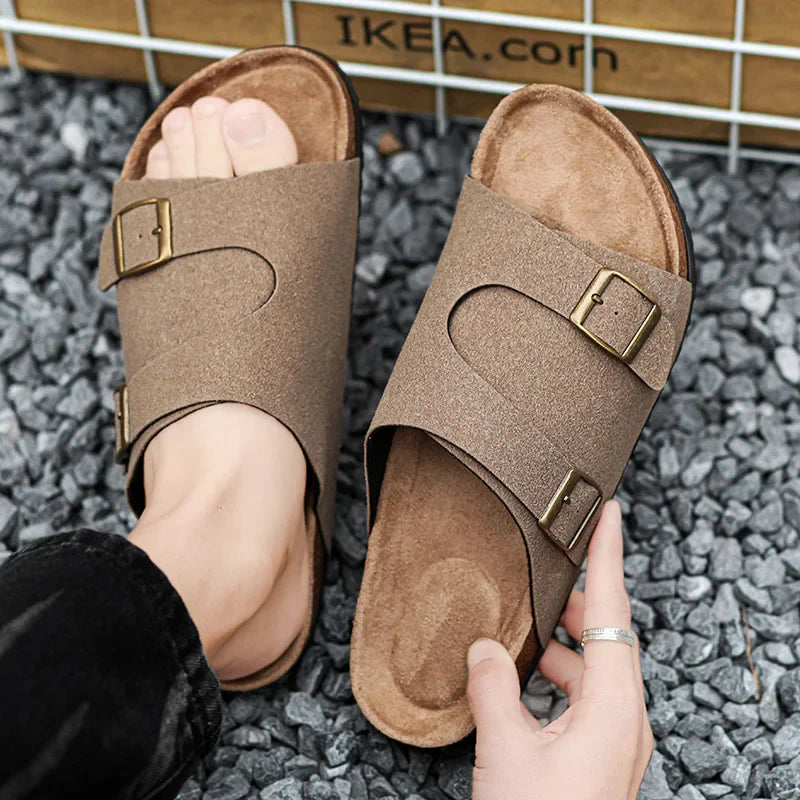 Trends Herren Hausschuhe Leder Außen Sandalen Weiche Sohle Strand Hausschuhe Lässige Slipper Schuhe Paar Outdoor Sommer