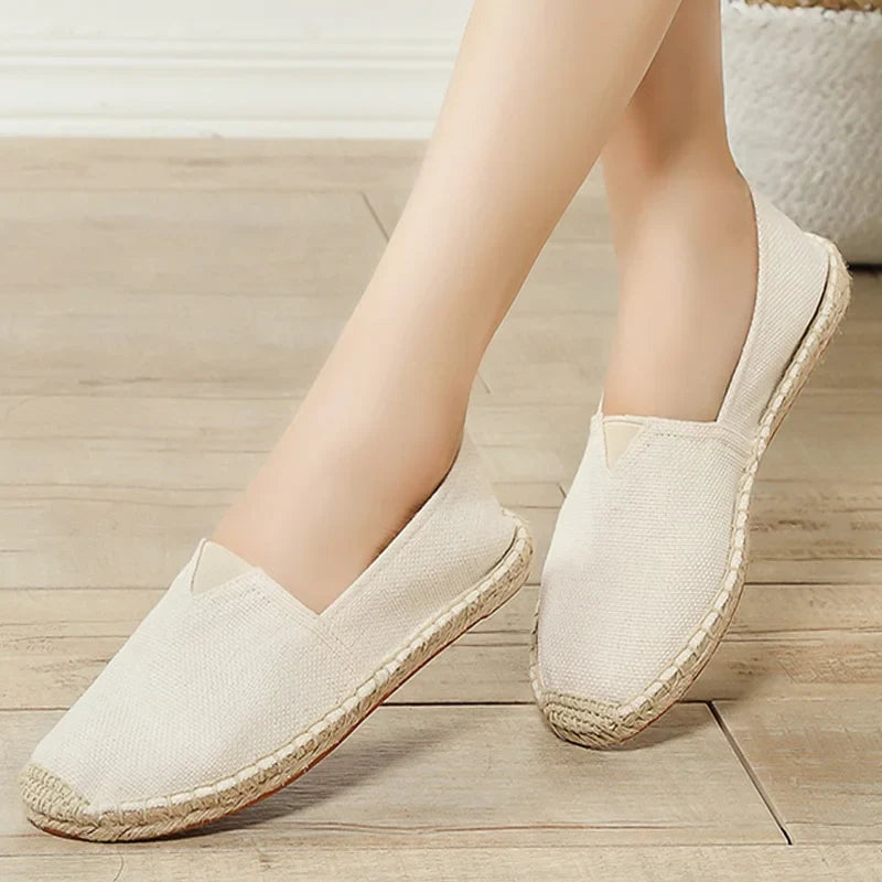 Frühling Sommer Damen Freizeit Schuhe Flach Damen Slip-On Stoffschuhe Atmungsaktiv