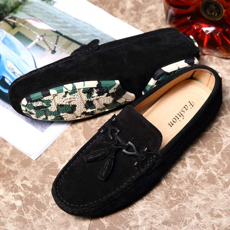 Quasten Loafer Herren Wildleder Luxus Schuhe Freizeit Slip-On Mokassin Fahren