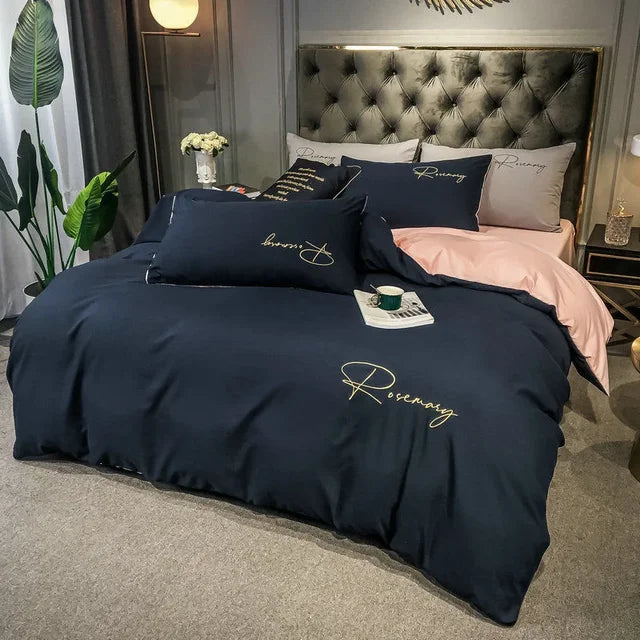 EmbroiLux Bettwäsche - Elegante Luxus Bettbezug mit Stickdesign