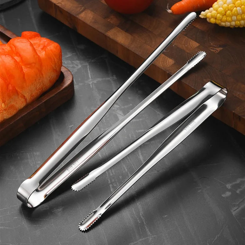 Edelstahl Grillzange – Rutschfester Lebensmittelclip, BBQ Steak, Brotzange, Kochutensilien, Küchen Gadgets für Partys