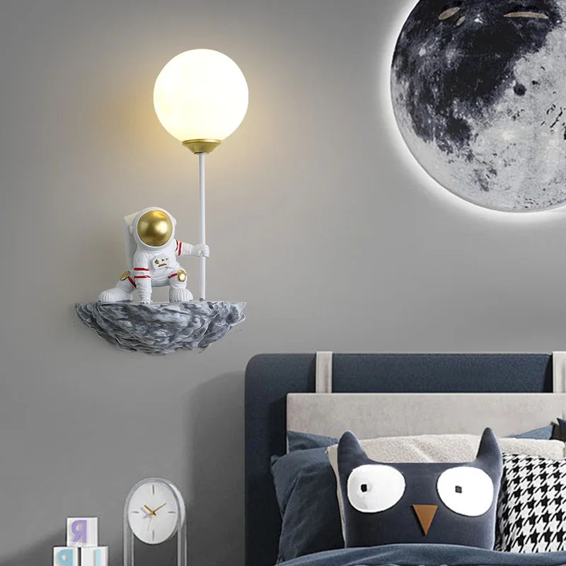 Kinderzimmer Wandleuchte Harz Astronaut G9 Glühbirne Raumfahrer Junge Schlafzimmer Nachttischlampen AC110V 220V