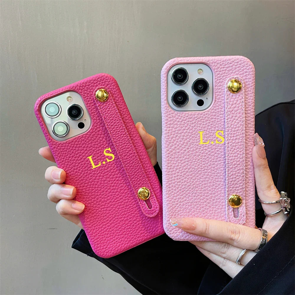 Personalisierte Namensarmband Leder Handyhülle für iPhone Cover