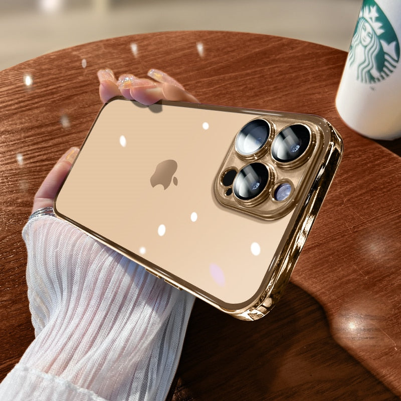 Luxus Stoßfeste Transparente Silikonhülle für Apple iPhone | Premium Beschichtung, Wasserabweisend & Kratzfestes Transparentes Glitter Design