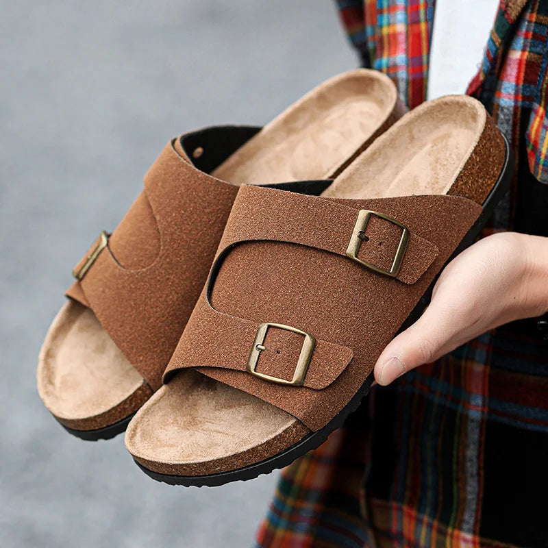 Trends Herren Hausschuhe Leder Außen Sandalen Weiche Sohle Strand Hausschuhe Lässige Slipper Schuhe Paar Outdoor Sommer