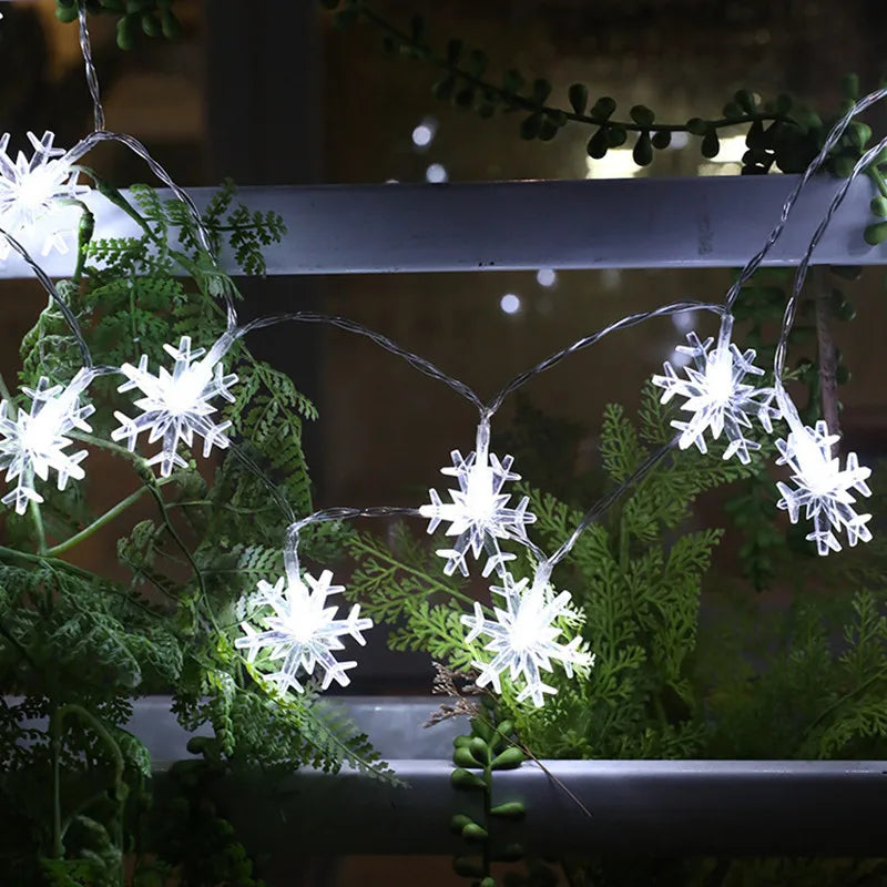 Sandsberg | 1/3/6M LED Schneeflocken Lichterkette Batterie/USB Strom Kupferdraht Girlande Licht Neujahr Garten Hochzeit Wohnzimmer Dekoration