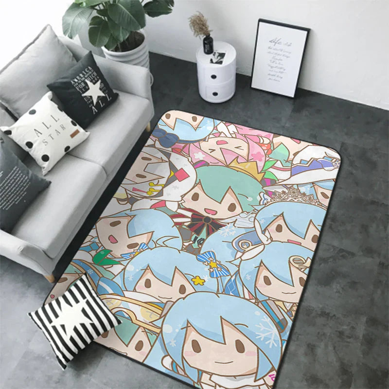 Anime Teppich Hatsune Miku Wohnzimmer Schlafzimmer Bett Decke Boden Kissen Zuhause Kinderzimmer Nacht Cartoon Kawaii Bodenmatte Teppiche