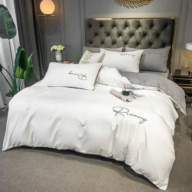 EmbroiLux Bettwäsche - Elegante Luxus Bettbezug mit Stickdesign