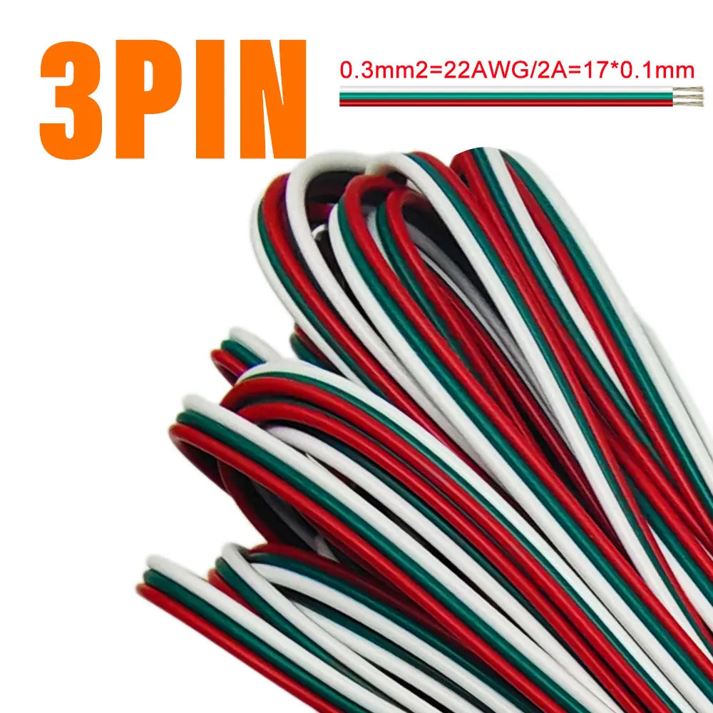 2Pin zu 6Pin LED Verlängerungskabel – 1-10m Flexibles Elektrisches Kabel für WS2812B, WS2811, SK6812, 5050 RGBW LED Streifenlicht (22AWG, 20AWG, 18AWG)